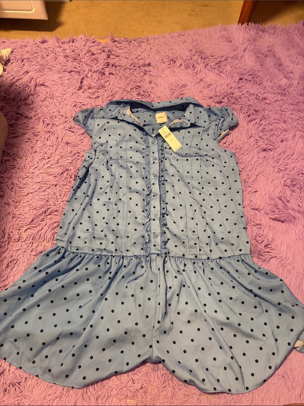 Anthropologie Light Blue Polka Dot shirt dress